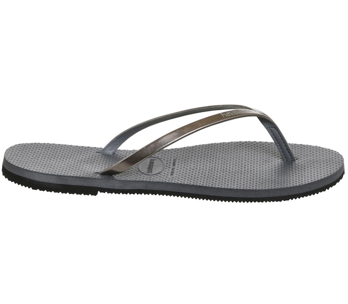 Havaianas Slim You Metallic Flip Flops Steel Grey - Sandals