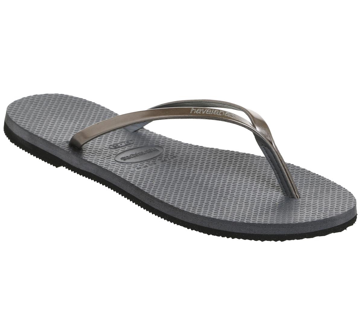 Havaianas Slim You Metallic Flip Flops Steel Grey - Sandals