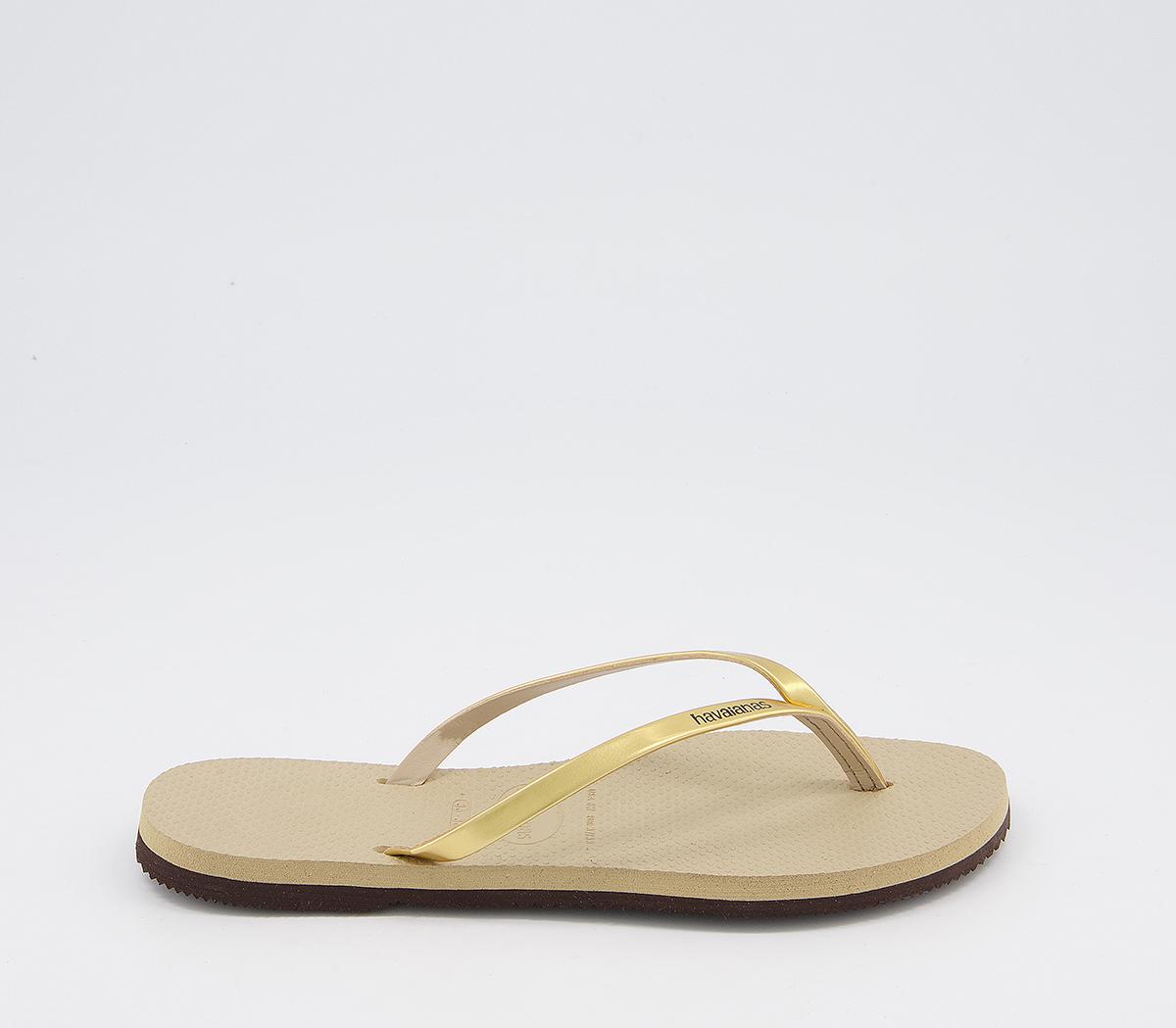 Havaianas Slim You Metallic Flip Flop Sand Grey Light Gold - Sandals