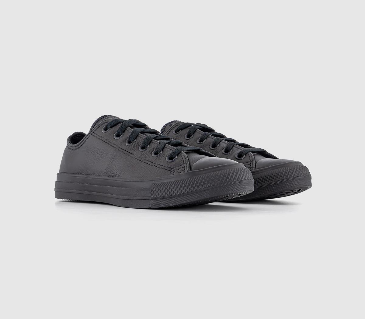 converse leather black mono