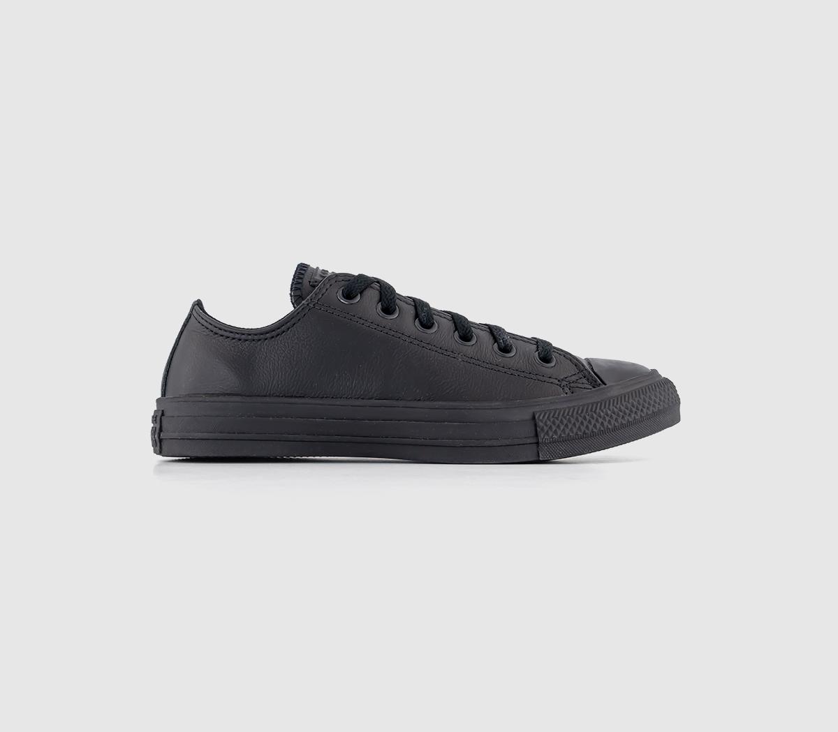 Converse All Star Low Leather Trainers Black Mono Leather - Unisex