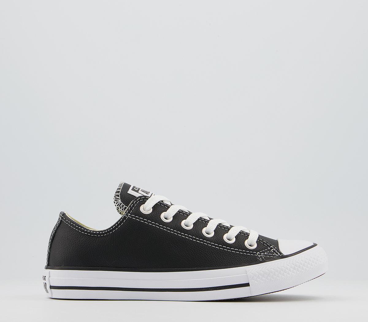 black and white leather converse