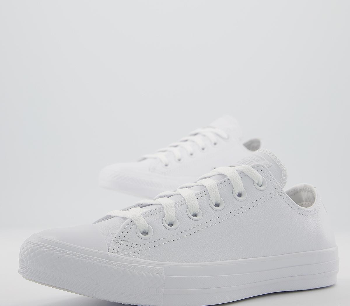 all star low leather white mono leather