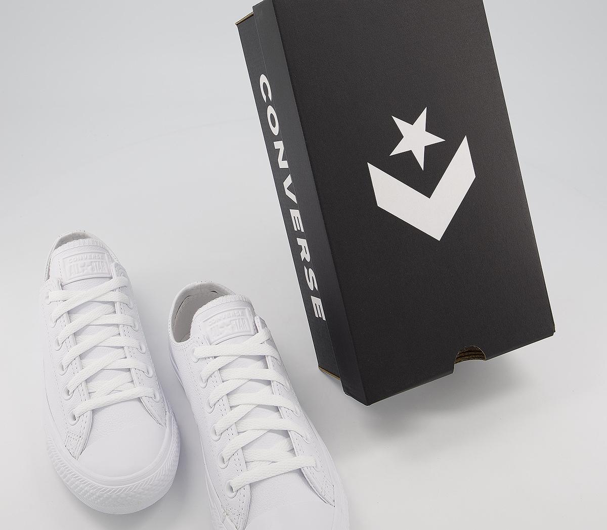 all star low leather white mono leather