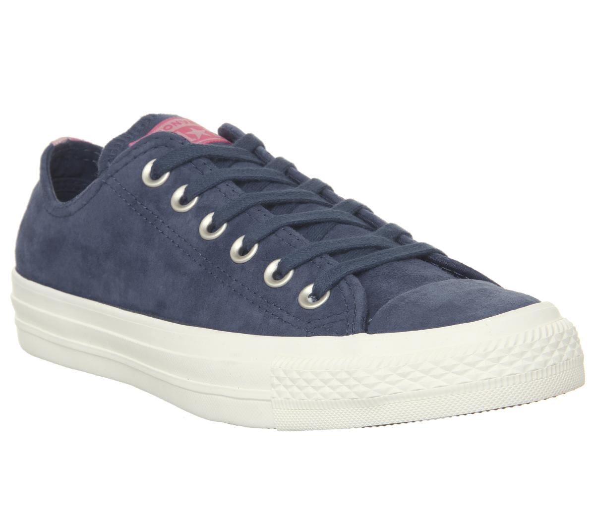 Converse All Star Low Leather Trainers Navy Egret Heel Stripe Exclusive -  Unisex Sports