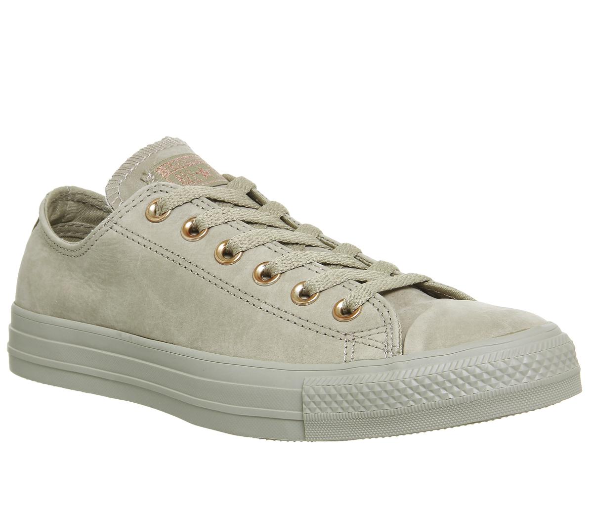 Converse All Star Low Leather Khaki Rose Gold Exclusive - Hers trainers