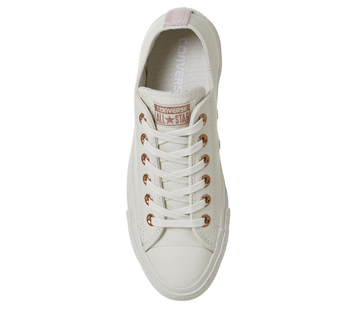 Converse All Star Low Leather Trainers Egret Vapour Pink - Hers trainers