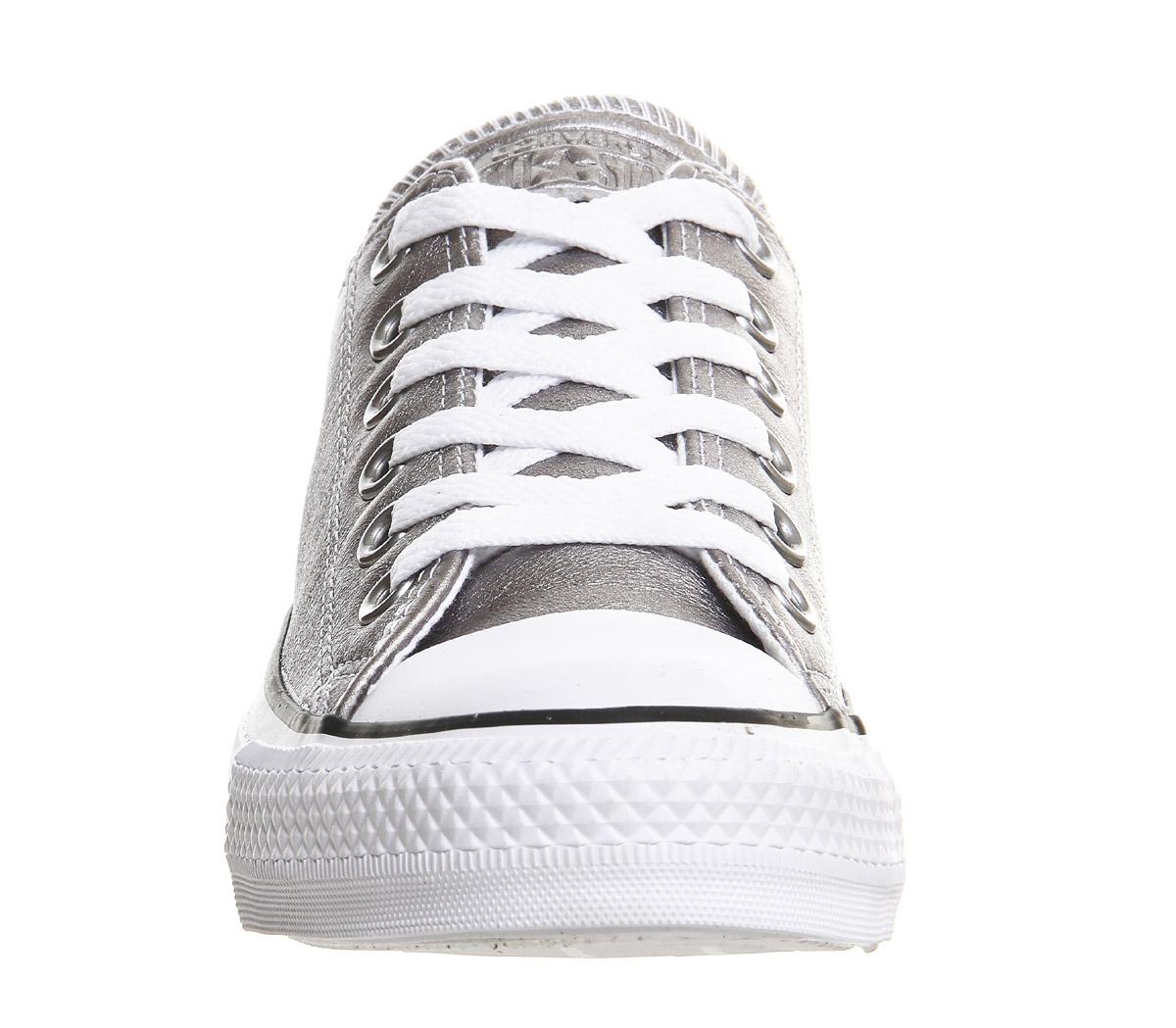 converse all star low leather new silver