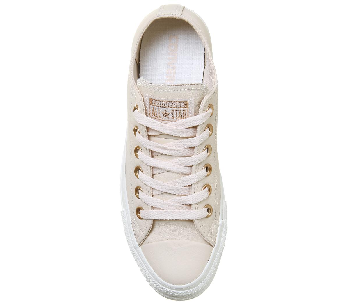 Converse All Star Low Leather Egret Pastel Rose Tan Blush Gold - Hers ...