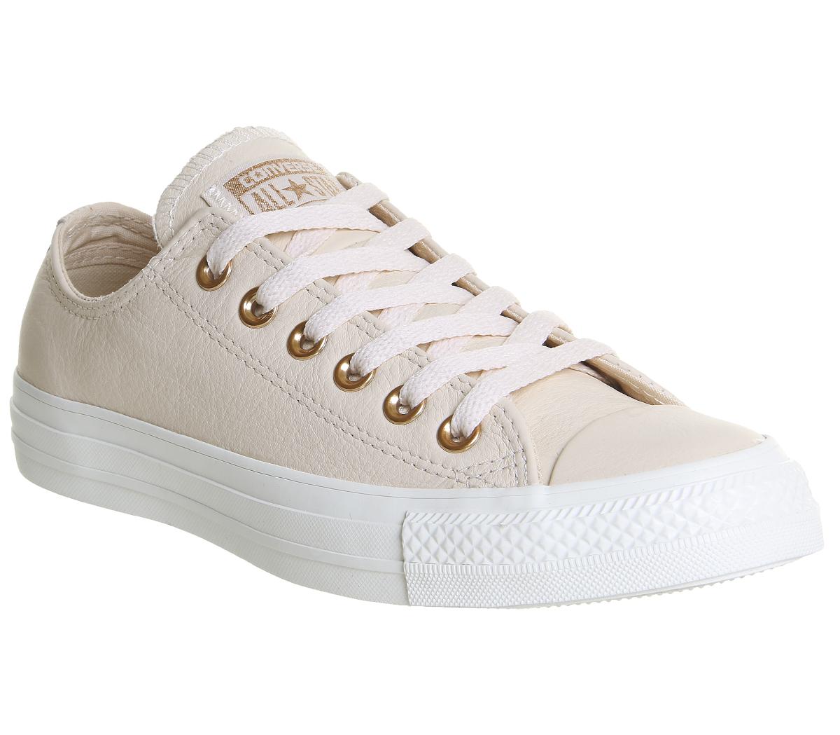 converse all star low leather pastel rose tan rose gold