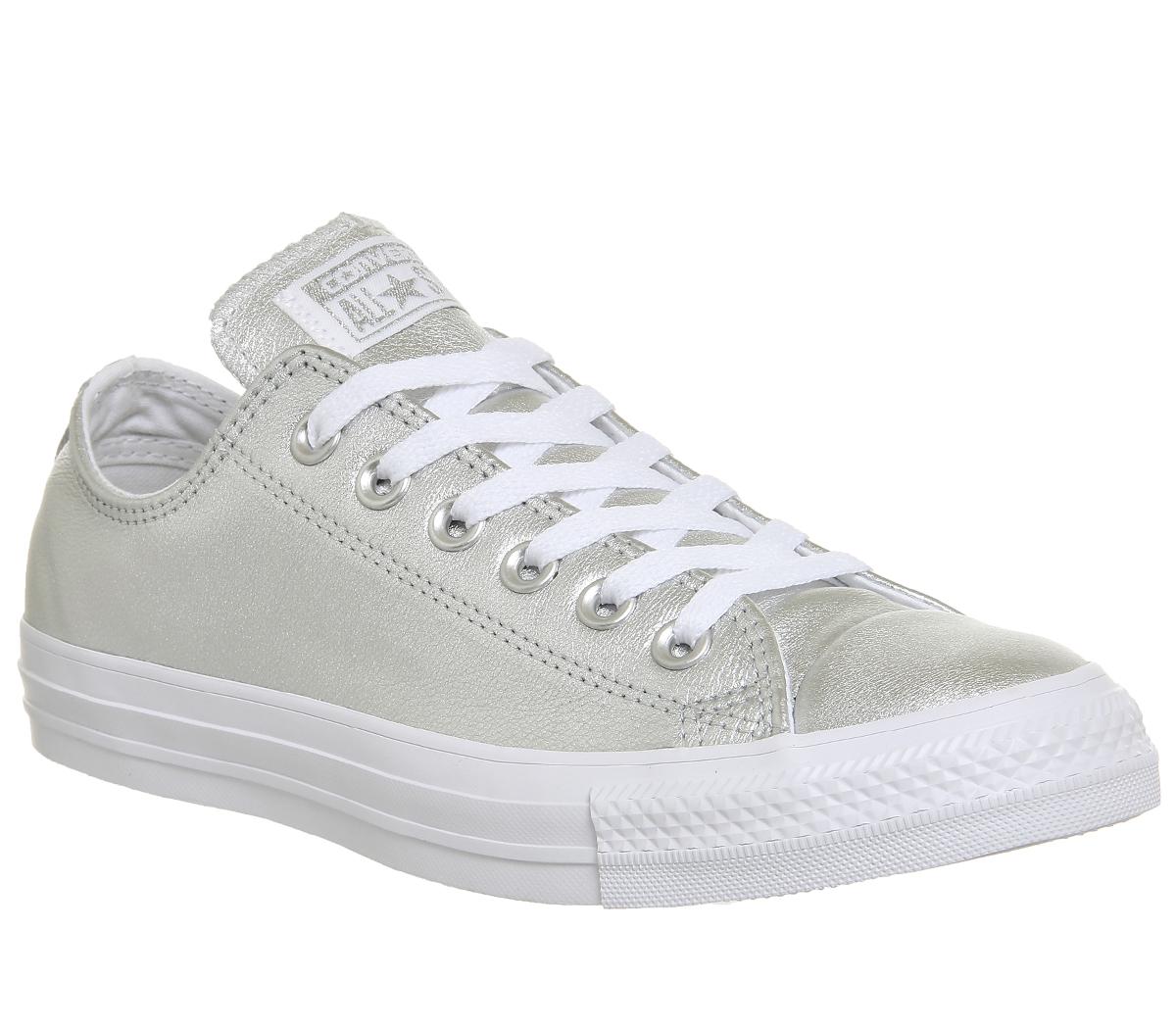 converse silver leather
