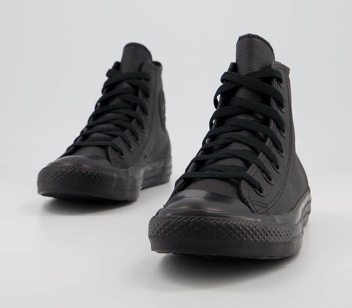 converse leather black mono