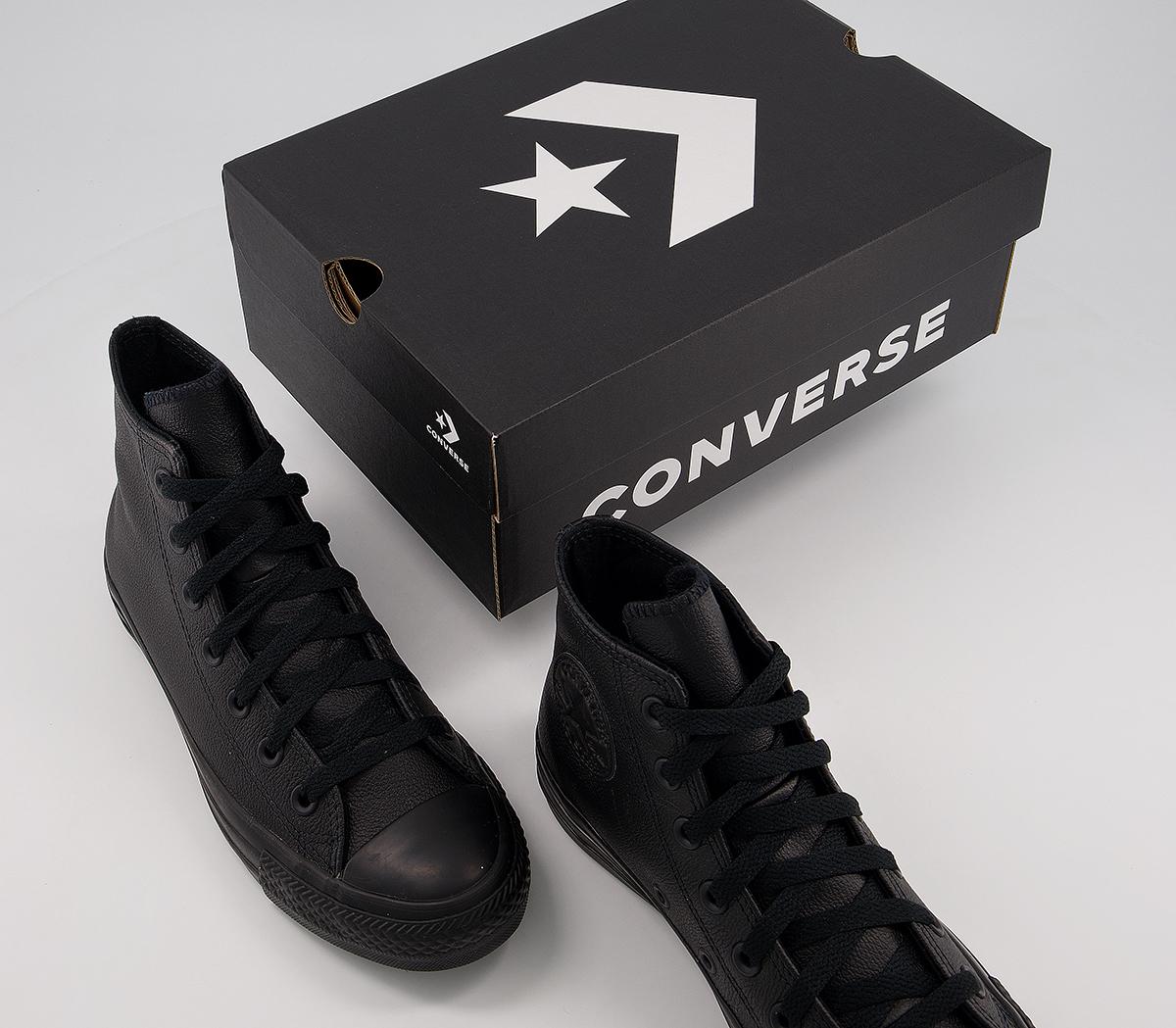 converse leather black mono