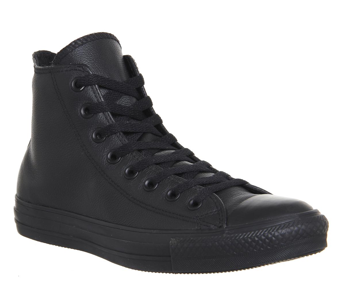 converse black leather high tops uk Off 