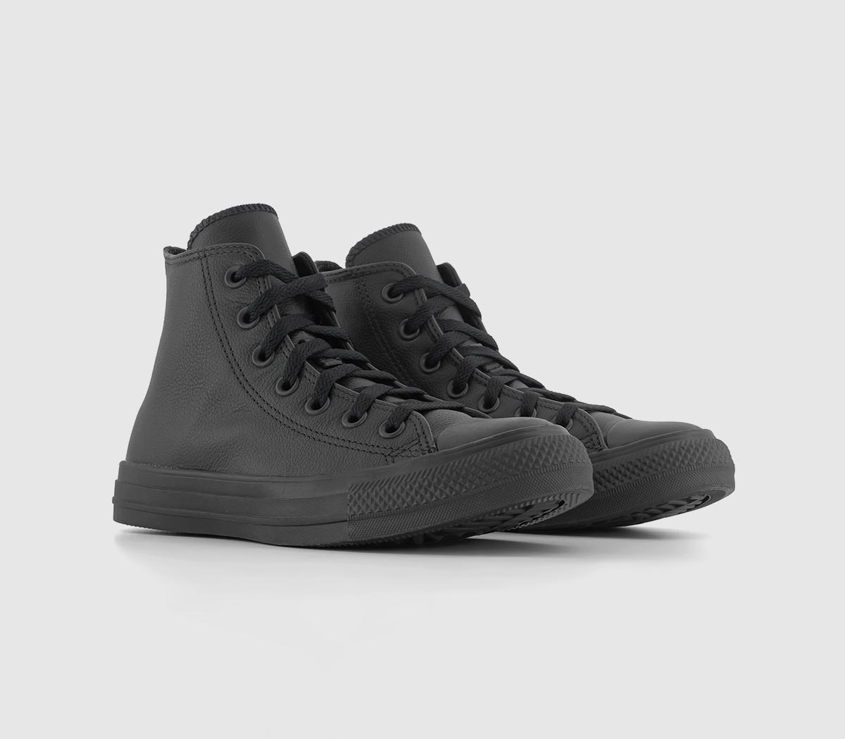 converse leather black mono