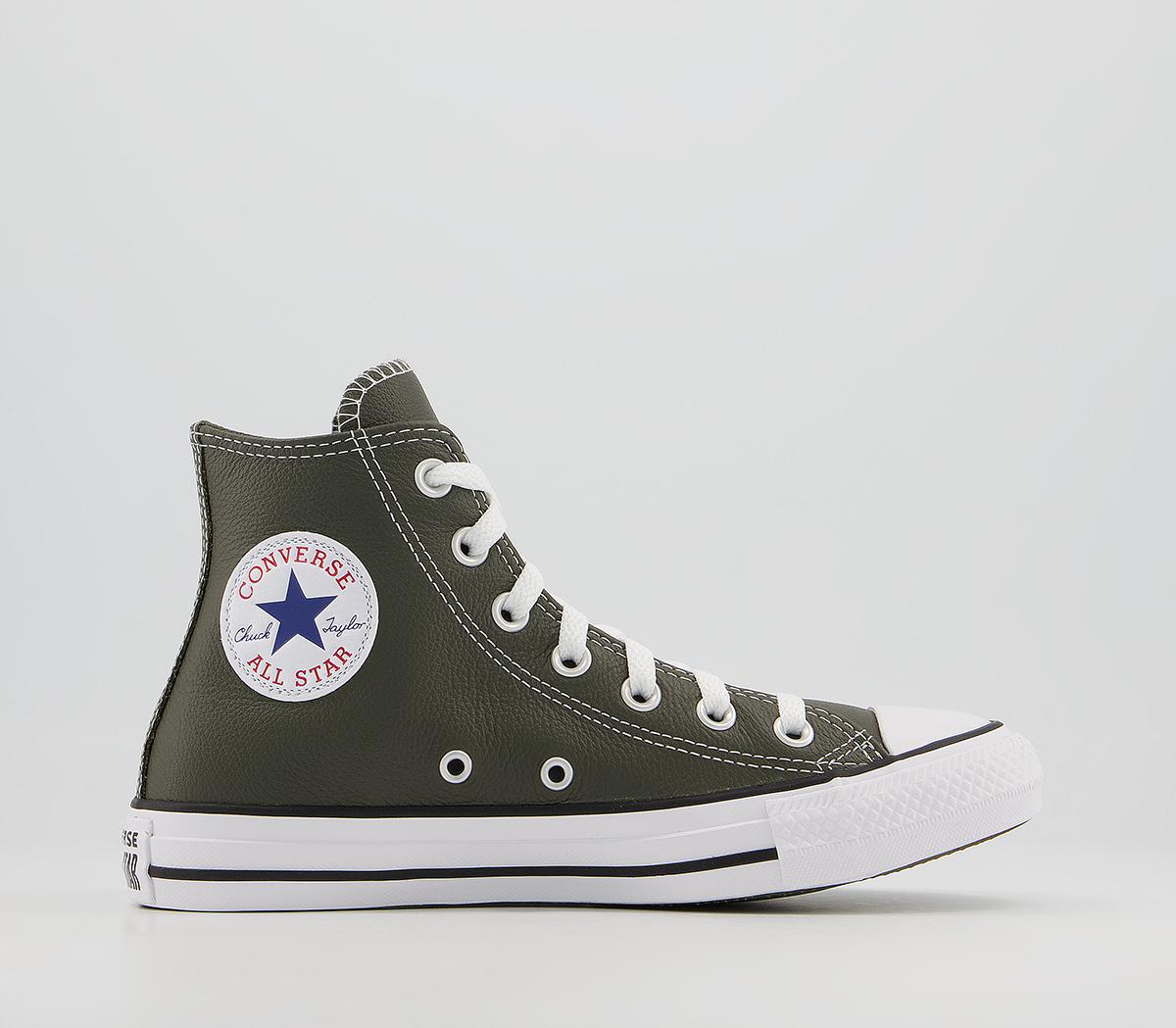 Converse All Star Hi Leather Trainers Cargo Khaki - Unisex Sports