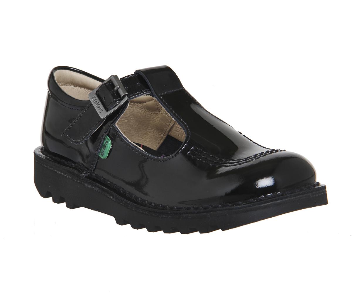 kickers black patent shoes