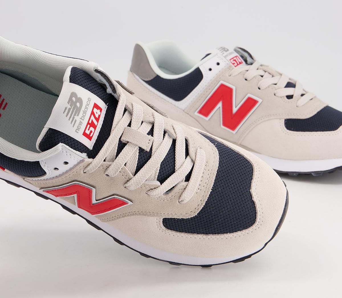 New Balance 574 Trainers Grey Navy Red - His trainers