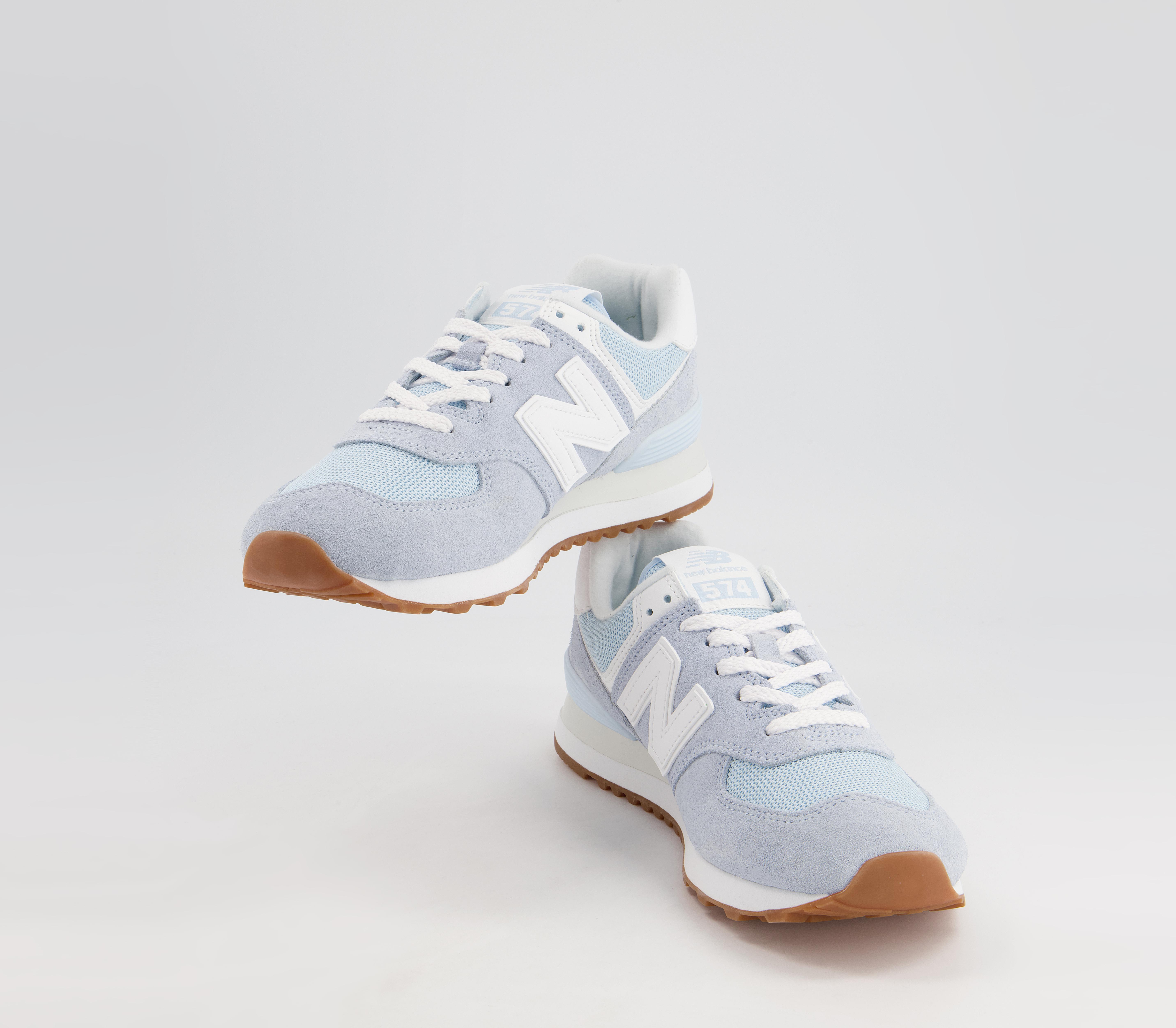 New Balance 574 Trainers Light Blue White Sneaker Damen