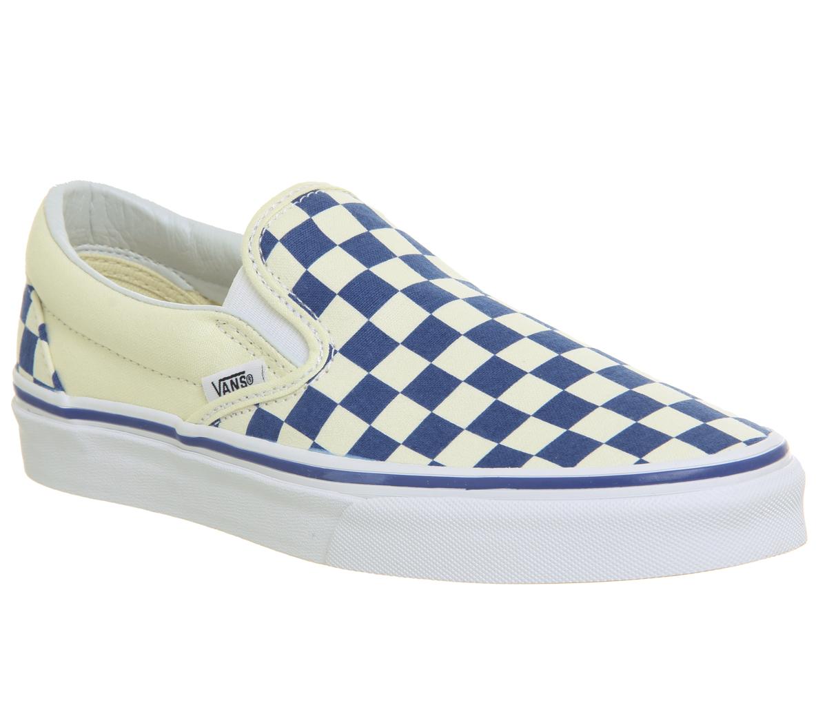 slip on vans blue checkerboard