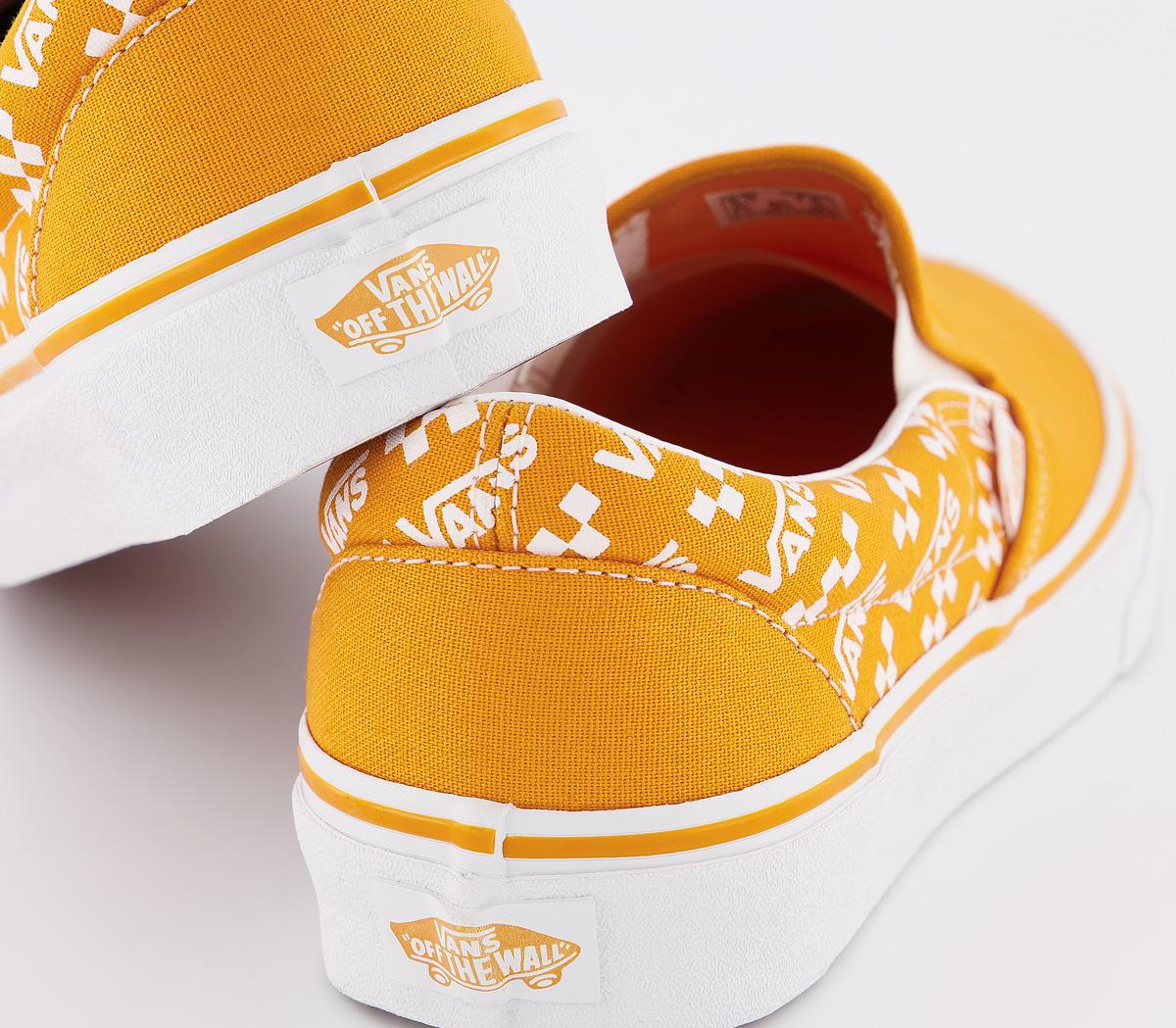 Vans Vans Classic Slip On Trainers Cadmium Yellow True White Logo ...