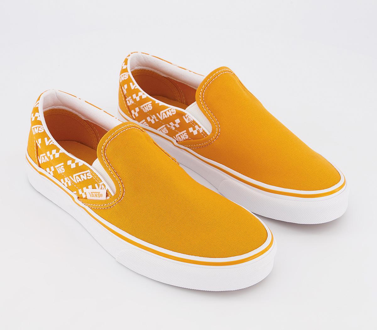 Vans Vans Classic Slip On Trainers Cadmium Yellow True White Logo ...