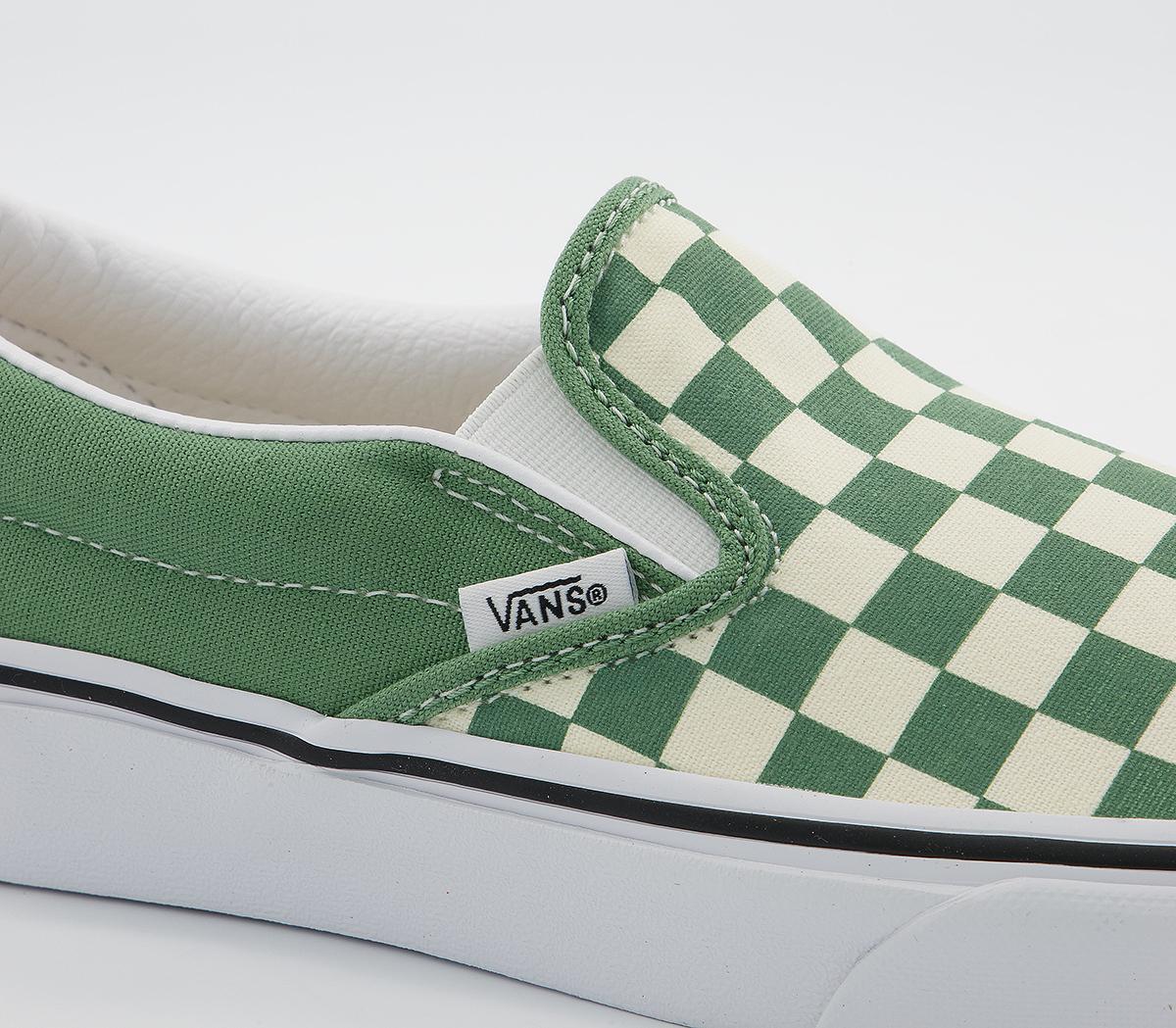 Vans Vans Classic Slip On Trainers Checkerboard Shale Green True White