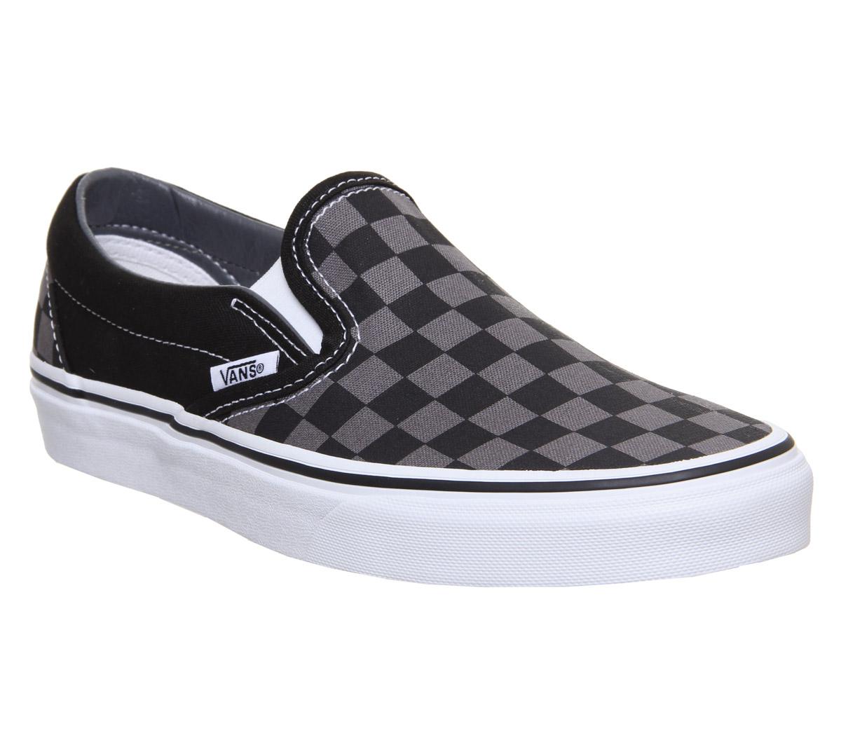 black and gray checkerboard slip on vans