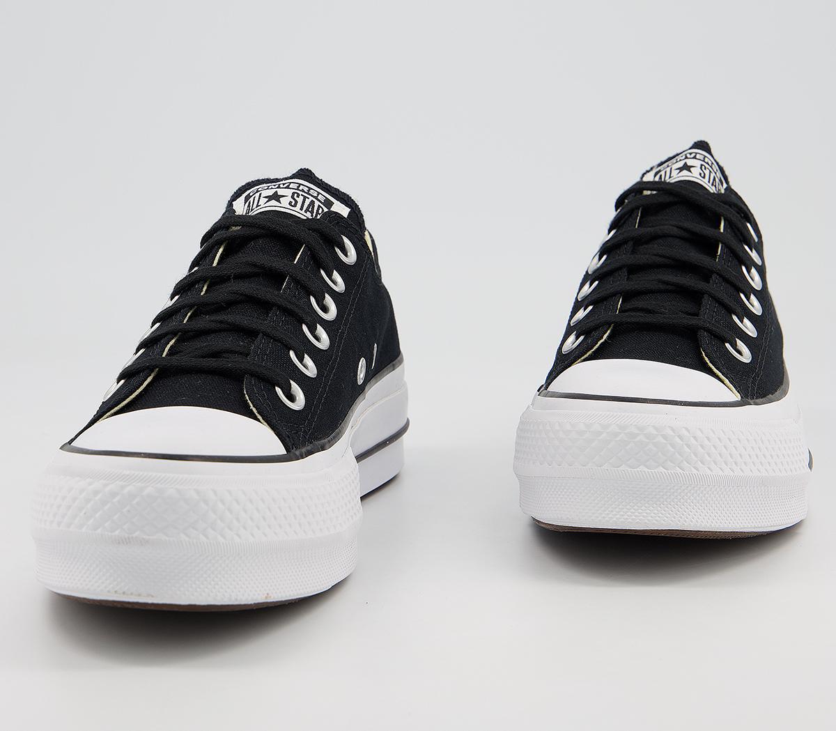 Converse All Star Low Platform Trainers Black Black White - Hers trainers