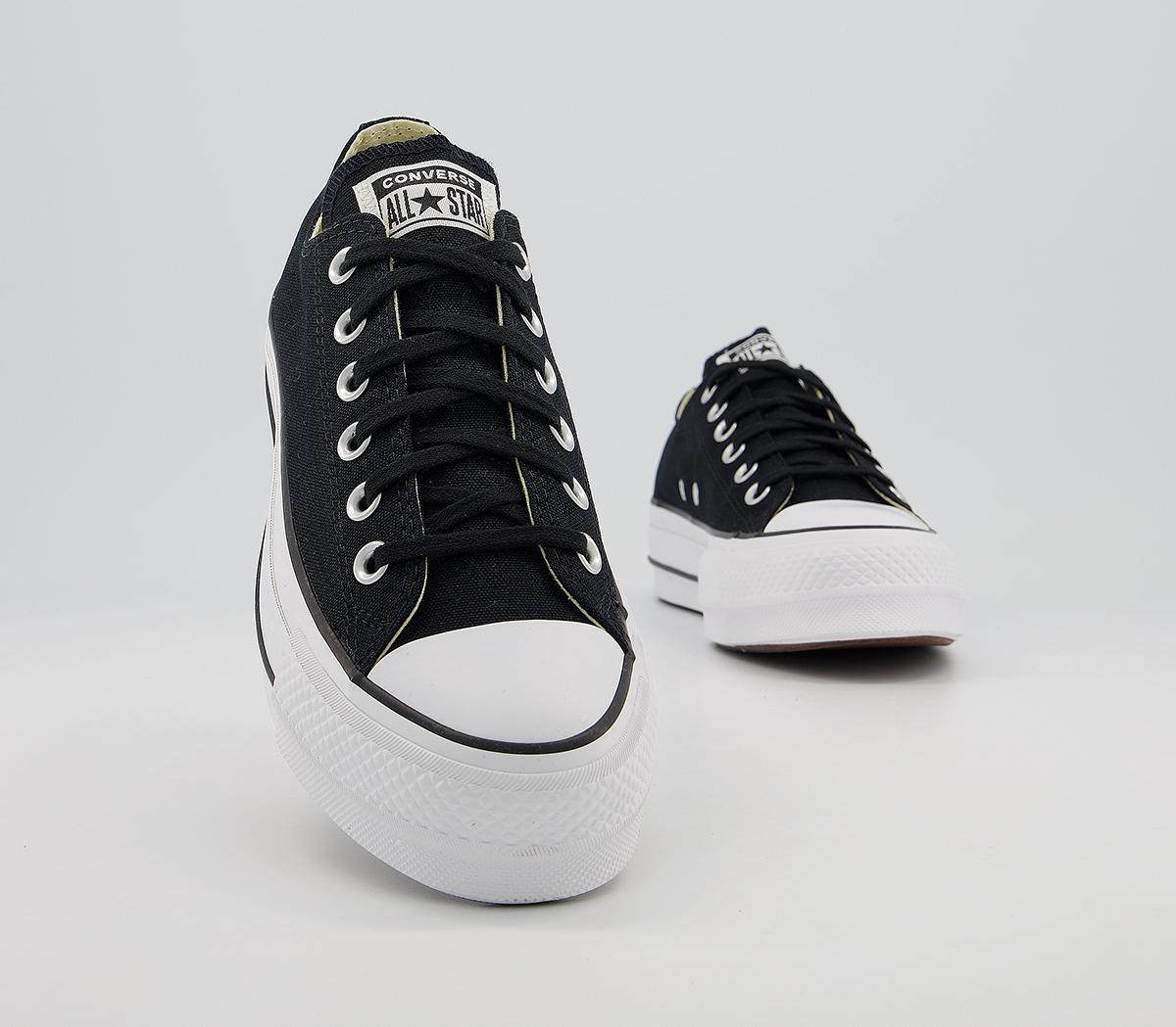 all star low platform trainers black white leather