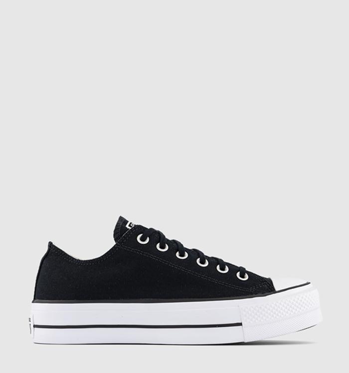 womens black leather converse trainers