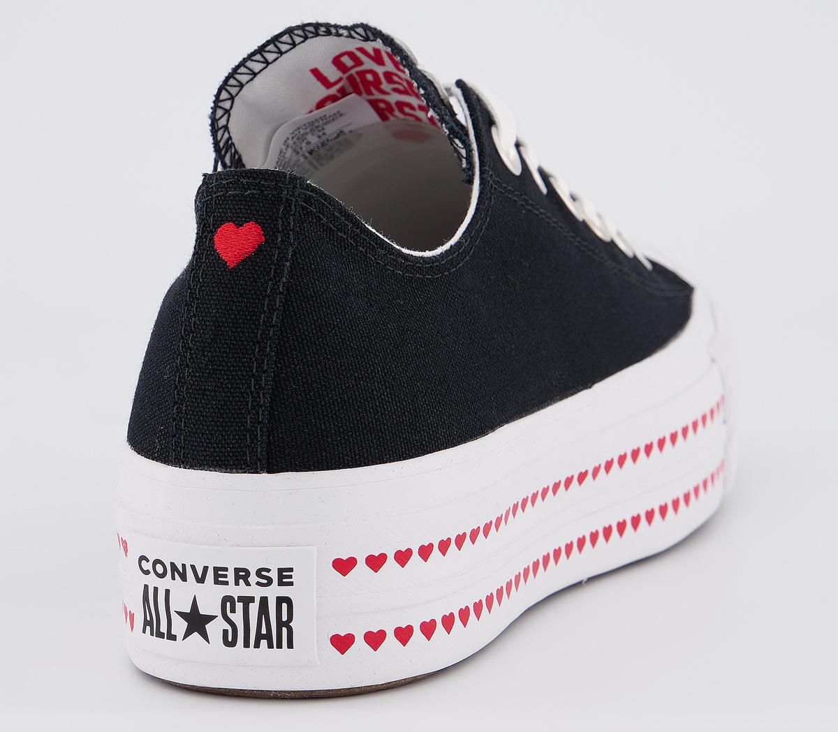 all star low platform trainers black white leather