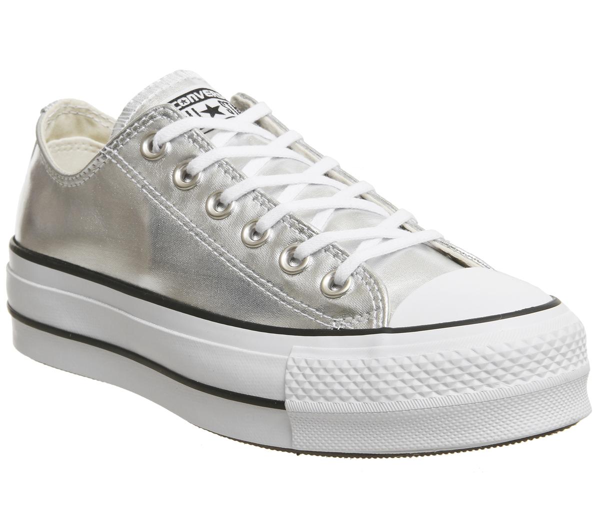 women's silver converse trainers