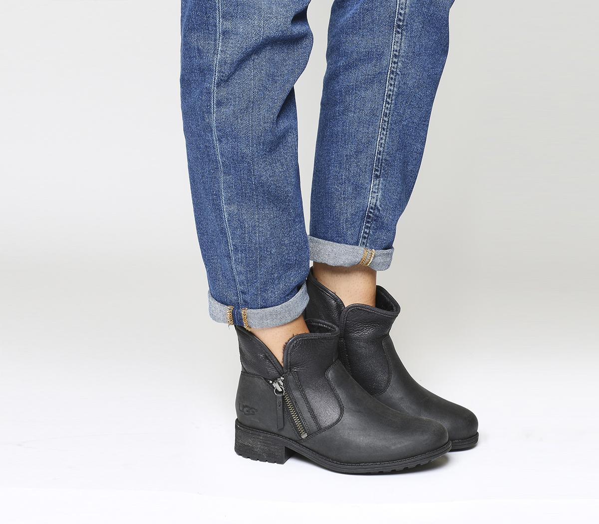 ugg lavelle zip boots black leather