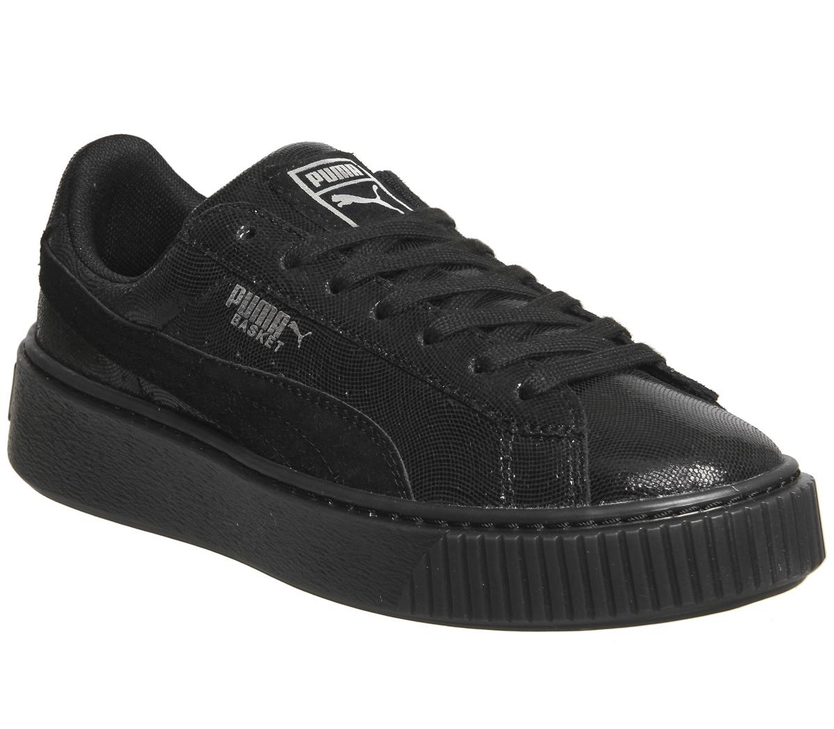 puma black shiny shoes