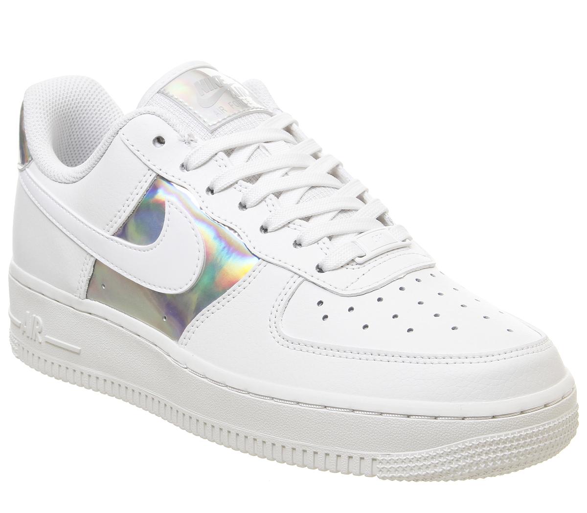 Nike Air Force 1 07 Trainers Summit White Metallic Silver Hers trainers