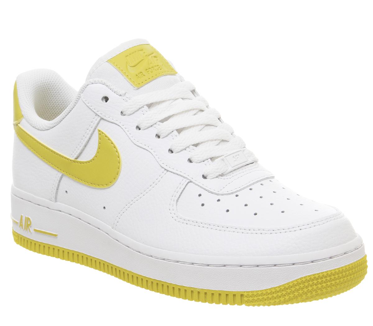 Nike Air Force 1 07 Trainers White Bright Citron - Hers trainers
