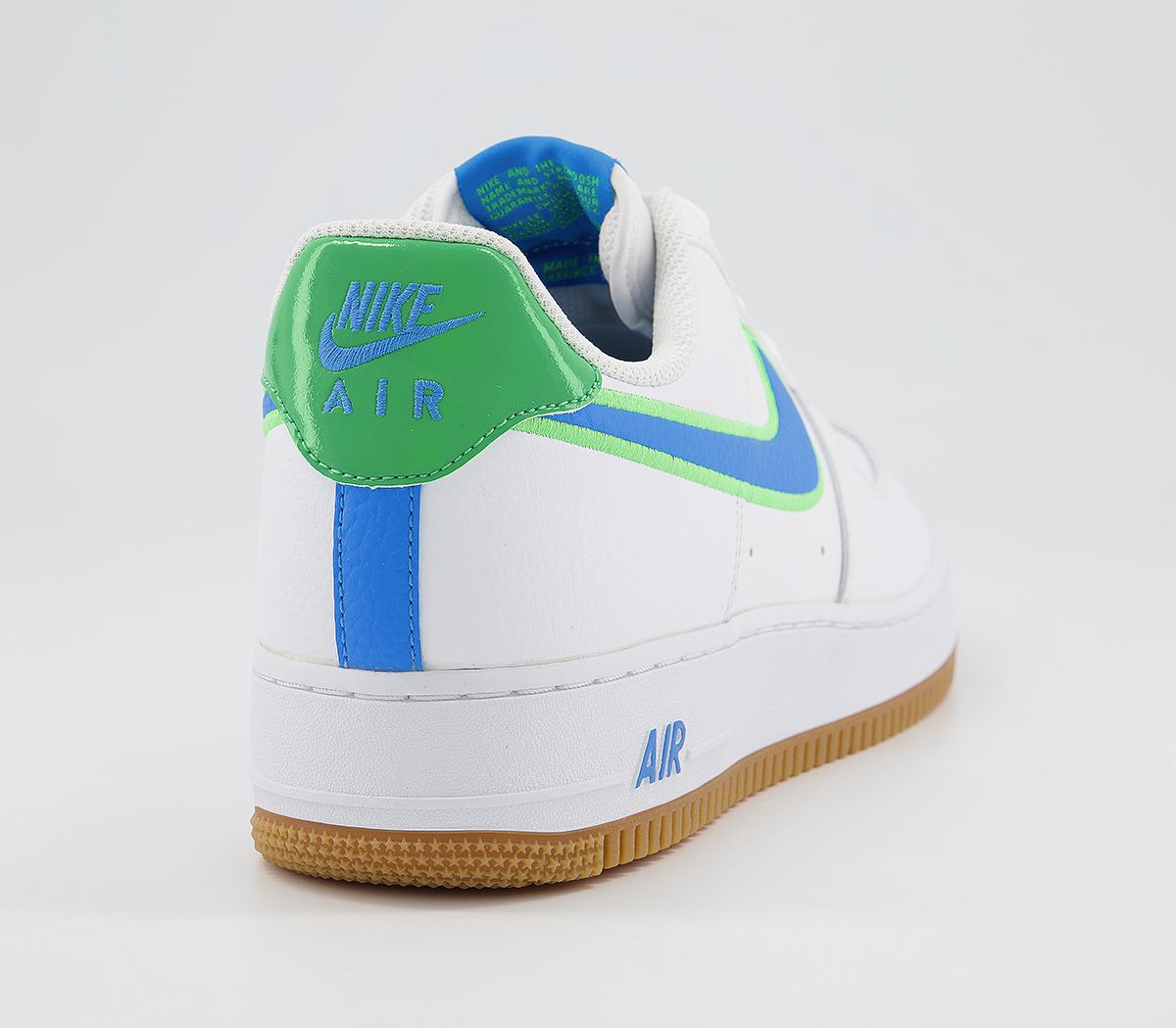 Nike Air Force 1 07 Trainers White Photo Blue Poison Green - His trainers
