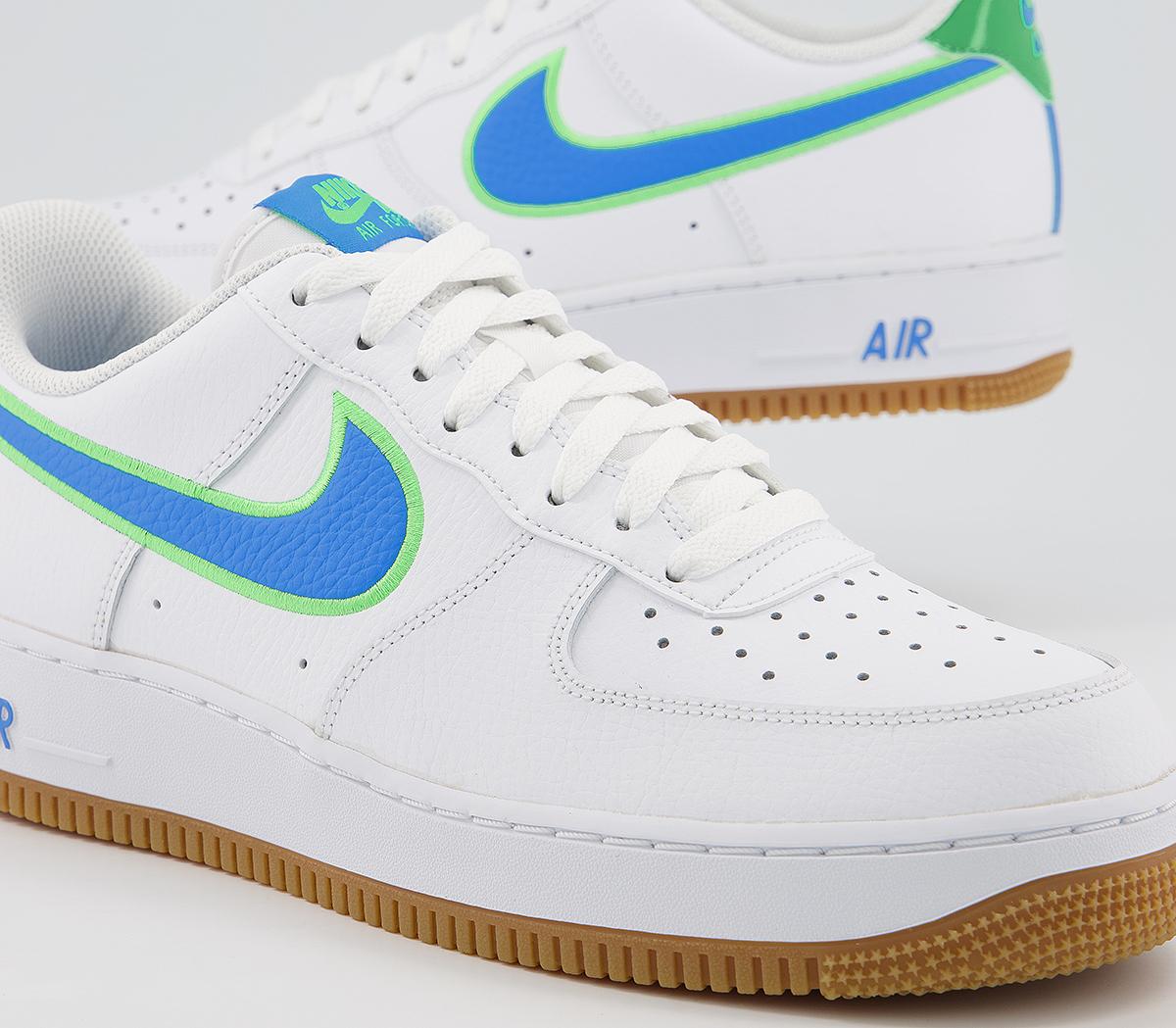 Nike Air Force 1 07 White Photo Blue Poison Green - His trainers