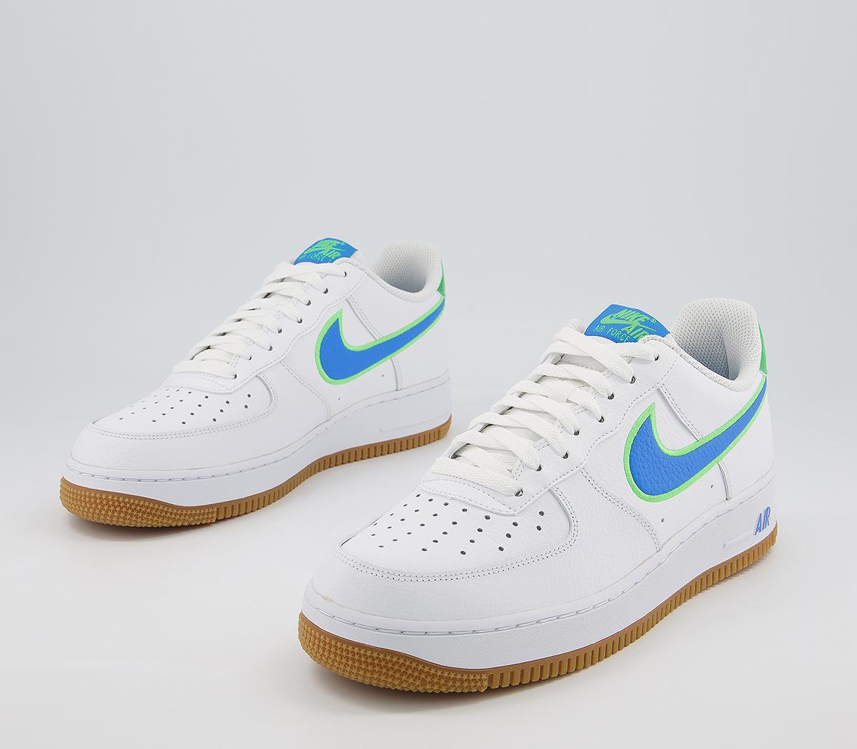 Nike Air Force 1 07 Trainers White Photo Blue Poison Green Sneaker herren Nike Air Force 1 07 Trainers White Photo Blue Poison Green Sneaker herren