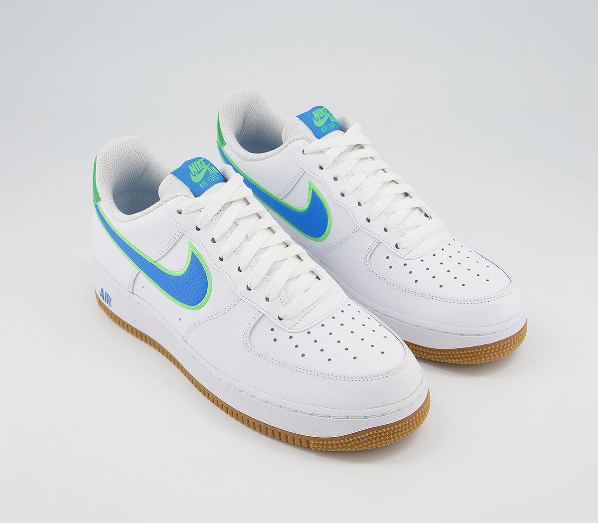 Nike Air Force 1 07 Trainers White Photo Blue Poison Green - His trainers