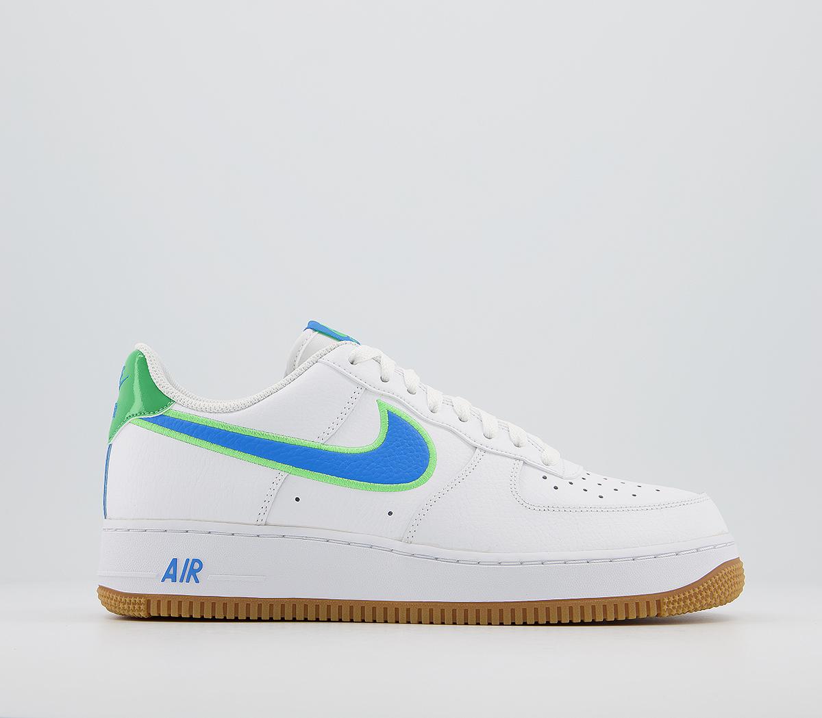 Nike Air Force 1 07 Trainers White Photo Blue Poison Green - His trainers