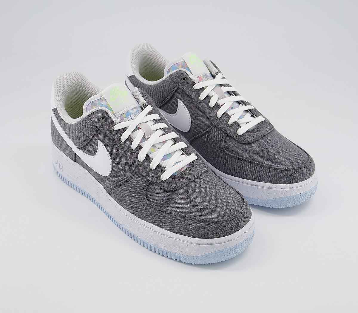 Nike Air Force 1 07 Trainers Iron Grey White Barely Volt Celestine Blue ...