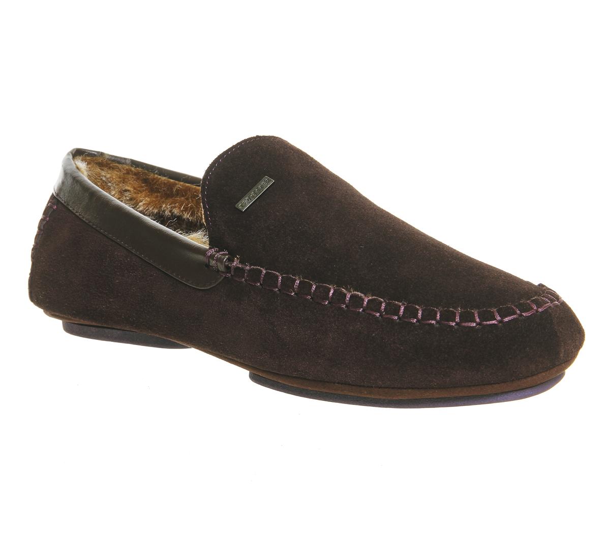 Ted Baker Moriss Slippers Brown Suede 