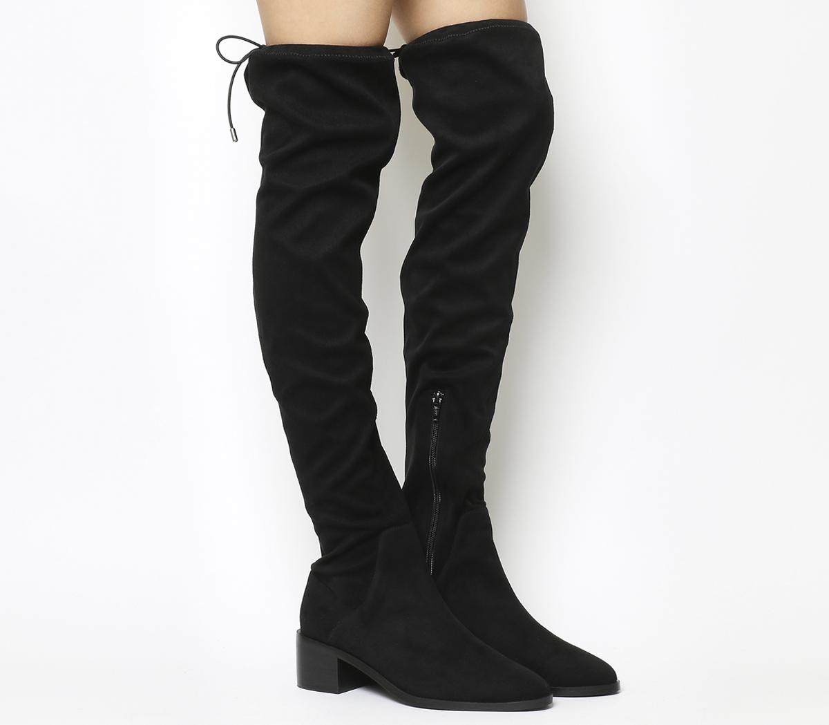 black over the knee boots small heel