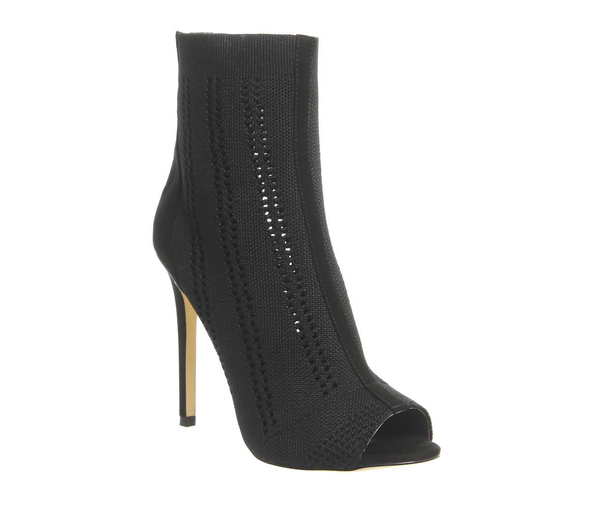 black open toe ankle boots