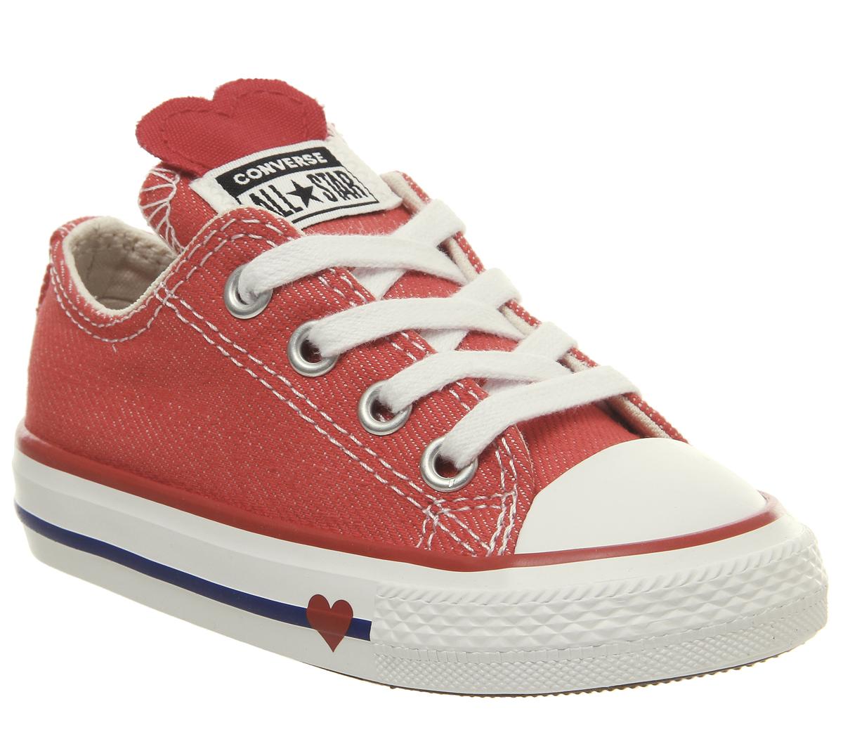 Converse Allstar Low Infant Trainers Red Emamel Red Heart - Unisex
