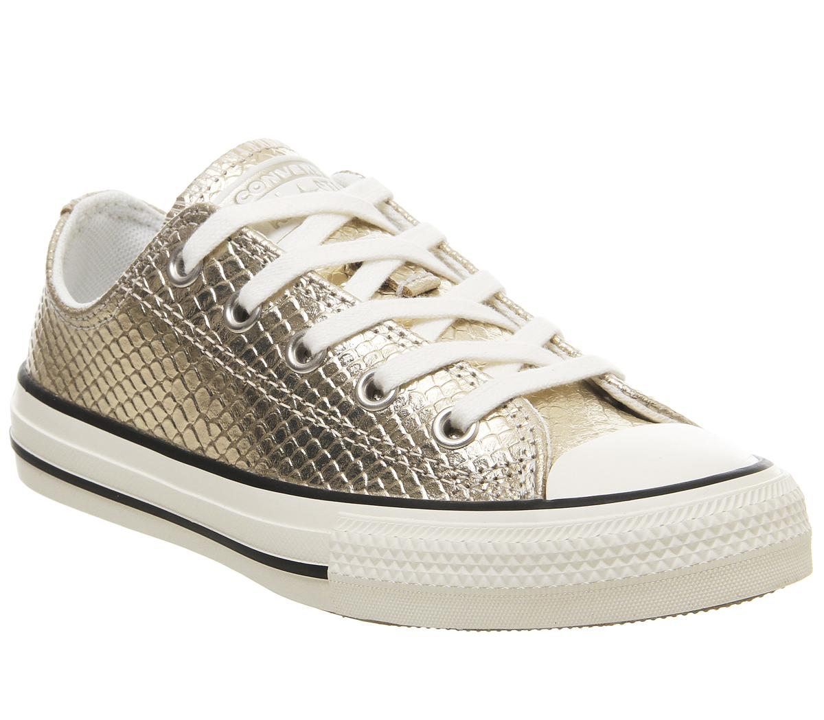 Converse All Star Low Youth Trainers Gold Metallic Snake - Unisex