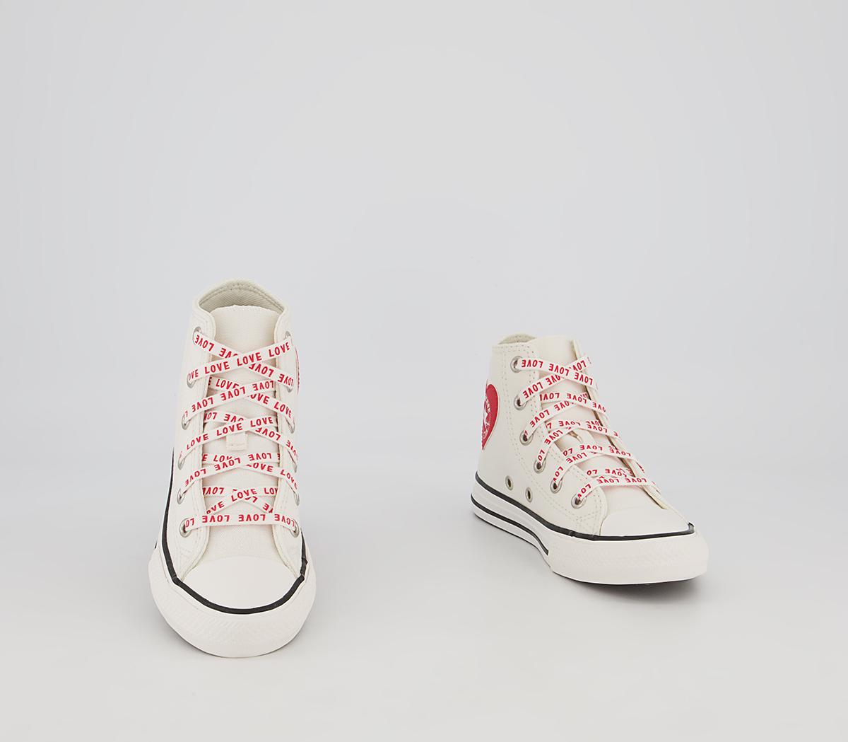 Converse All Star Hi Youth Trainers Vintage White University Red Black