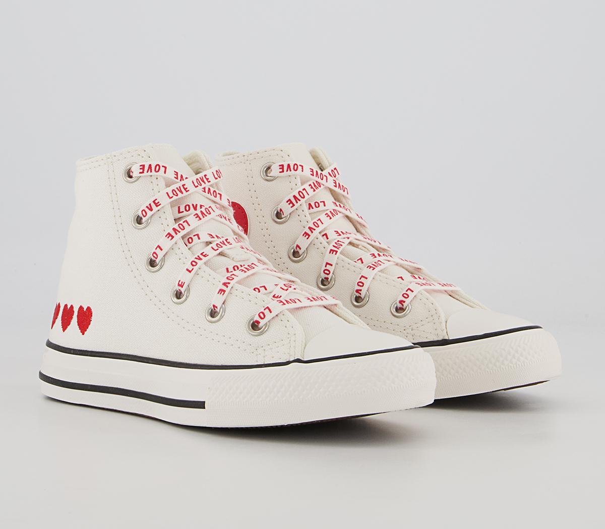 Converse All Star Hi Youth Trainers Vintage White University Red Black ...